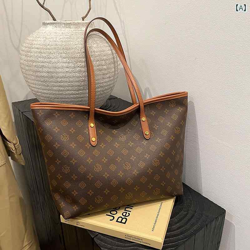 Tote Bag - トートバッグ レディース ショルダーバッグ 大容量 レザー調 ハンドバッグ 2way 通勤バッグ 自立型 収納しやすい A4サイズ対応 肩掛け 斜め掛け 手提げバッグ 丈夫 シンプル 軽い お出かけ オフィス
