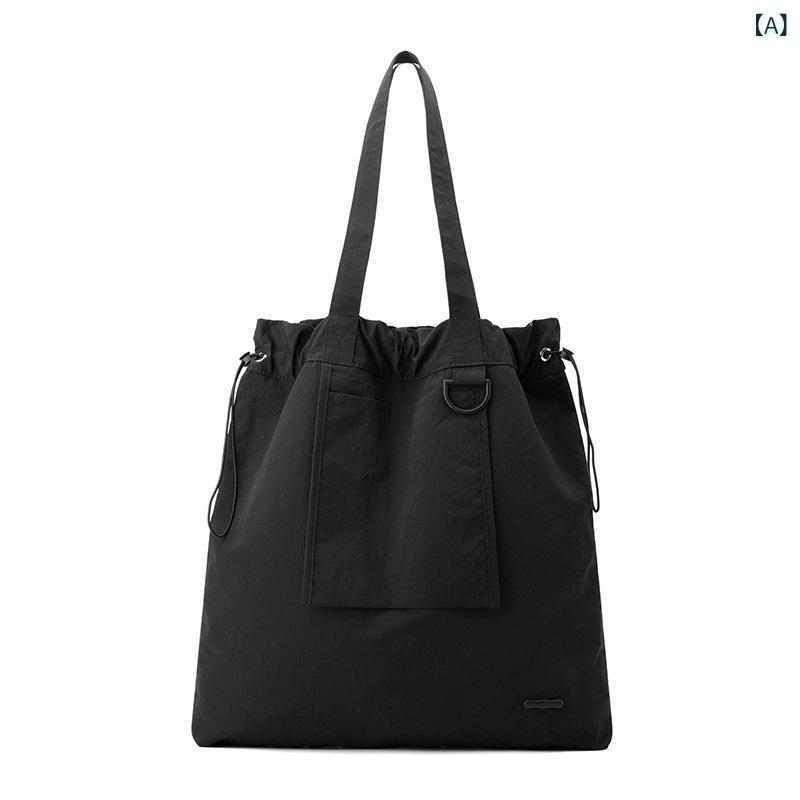Tote Bag - トートバッグ レディース 大容量 ショルダーバッグ 軽量 軽い 斜め掛け 肩掛け 丈夫 通勤 通学 買い物 旅行 マザーズバッグ シンプル 無地 ナイロン素材 ナイロンバッグ 収納しやすい 整理整頓 撥水加工