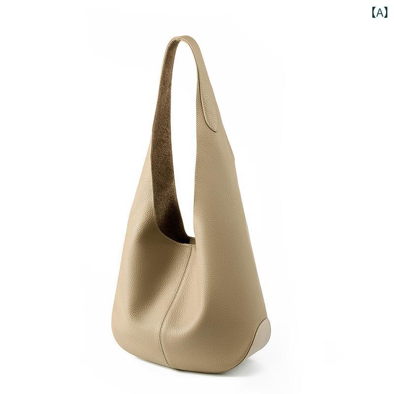 Tote Bag - トートバッグ レディース 革レザー バケツ型 ショルダーバッグ 大容量 牛革素材 縦長 斜め掛け バッグ 肩掛け 鞄 かばん シンプル 通勤 通学 旅行 収納しやすい 使いやすい 多機能 おしゃれ