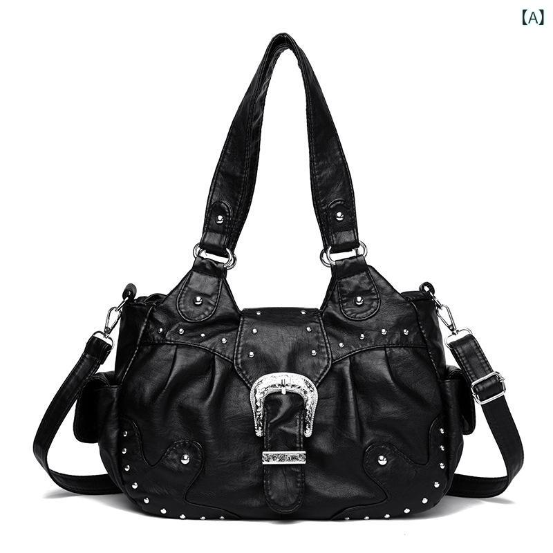Tote Bag - ショルダーバッグ レディース 斜め掛けバッグ 革レザー調 ハンドバッグ トートバッグ 多機能 大容量 収納しやすい 通勤 通学 旅行 シンプル 手提げ 鞄 カバン プレゼント ギフト