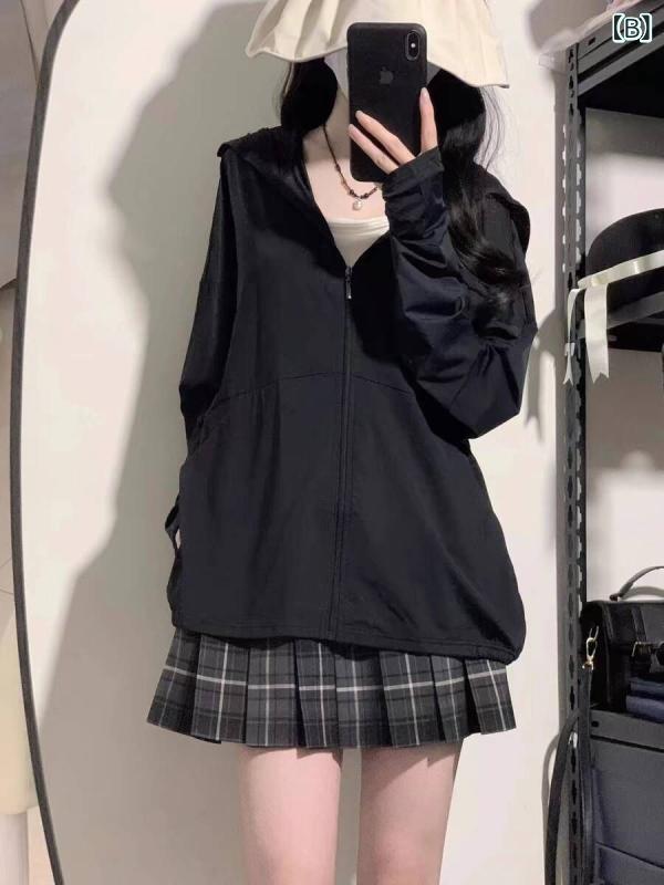 kbox楽天市場店のUVカットパーカー レディース 薄手 ラッシュガード パーカー 指穴付き フード付き 長袖 通気性 吸汗速乾 日焼け防止 紫外線対策 スポーツウェア フィットネス 快適着心地 持ち運び便利｜アングル2