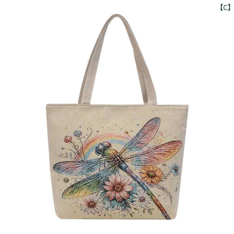 トートバッグ レディース 刺繍 ジャガード織り 大容量 キャンバスバッグ 帆布 トー...