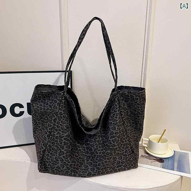 Tote Bag - トートバッグ レディース レオパード柄 帆布素材 大容量 肩掛け キャンバスバッグ ヒョウ柄 おしゃれ 通学 通勤バッグ 軽量 マザーズバッグ 旅行 お出かけ 収納しやすい A4サイズ対応 カジュアル