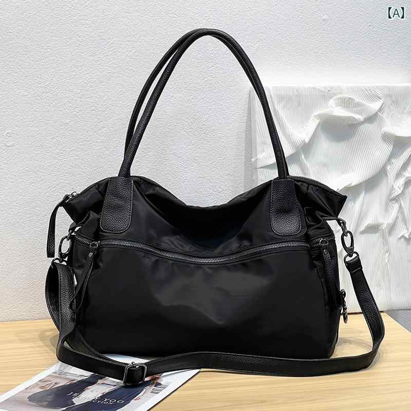 Tote Bag - トートバッグ レディース ショルダーバッグ 大容量 防水素材 軽量 マザーズバッグ 斜めがけ 多機能 収納しやすい 撥水加工 ナイロン調 通勤 通学 旅行 シンプル 無地 丈夫な作りで荷物がたくさん入るおしゃれな手提げ鞄