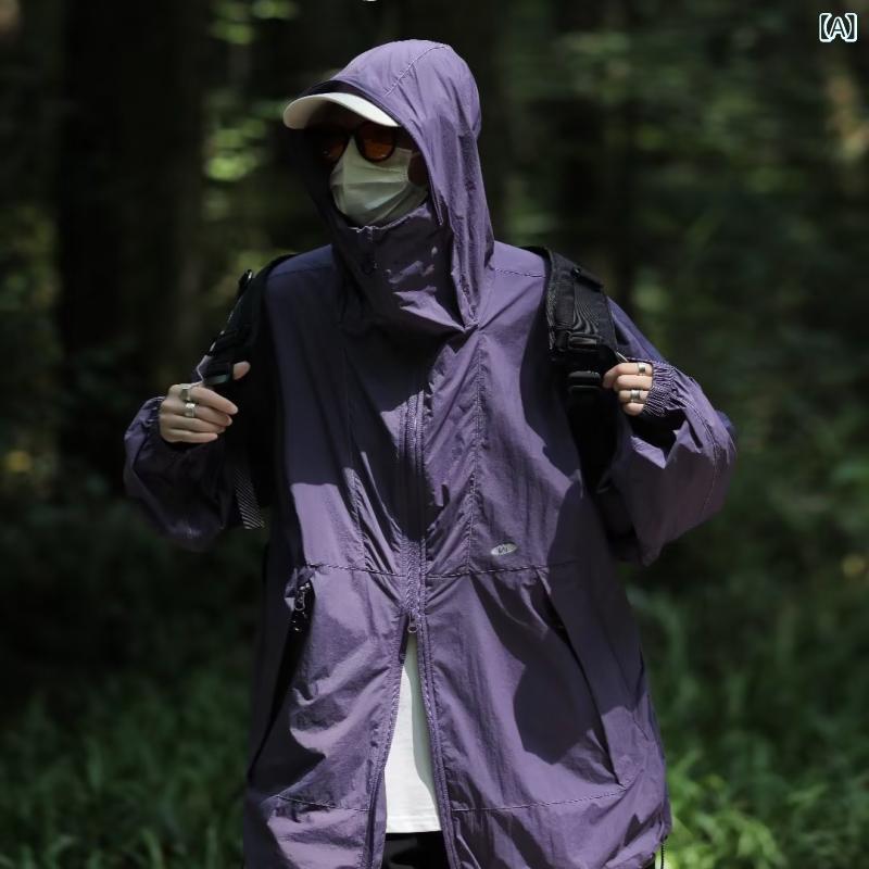 ラッシュガード メンズ 長袖 薄手 UVカット フード付き ジャケット アウトドア 登山 釣り ゴルフ 通気性 速乾 快適 軽量 羽織り 紫外線対策 冷房対策 ジップアップ フィットネス スポーツウェア