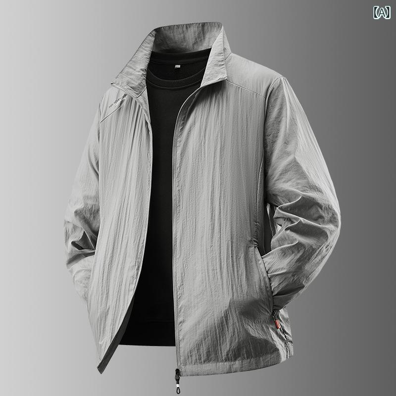 防晒服 メンズ 夏用 薄手 紫外線対策 UVカット ジャケット アウター 無地 シンプル 軽量 フード付き 撥水 通気性 吸汗 速乾 アウトドア ゴルフ スポーツ 釣り 通勤 通学 大きいサイズ 羽織り