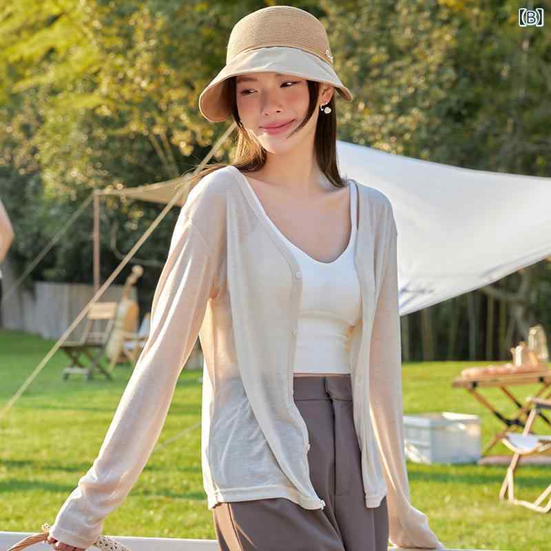 レディース ラッシュガード カーディガン 長袖 冷感素材 薄手 羽織り UVカット 指...