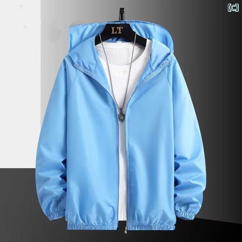 kbox楽天市場店のメンズラッシュガード 長袖 ジャケット 紫外線対策 UVカット 接触冷感素材 薄手 ジップアップパーカー 日焼け防止 撥水加工 通気性 持ち運び便利 アウトドア スポーツ 登山 ゴルフ｜アングル3