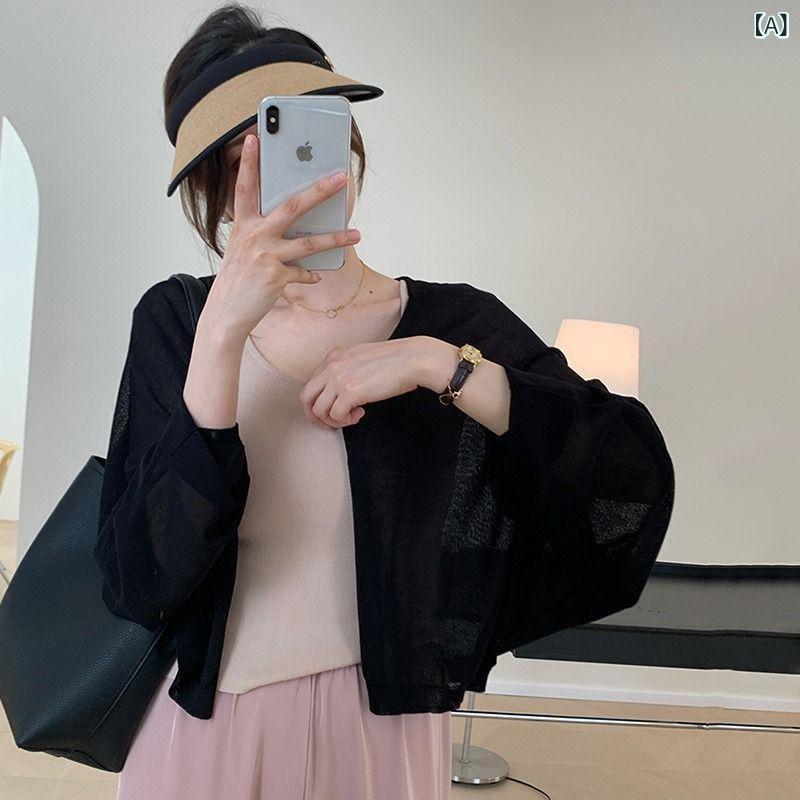 カーディガン レディース サマーニット UVカット 薄手 長袖 羽織り 冷房対策 トップス 冷感素材 接触冷感 透け感 涼しい 紫外線対策 おしゃれ シンプル 持ち運び便利 通気性抜群 サマーカーディガン