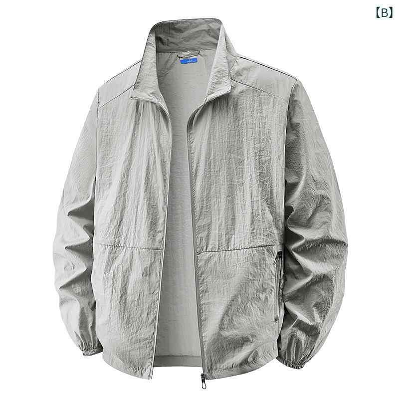 防晒服 メンズ 薄手 軽量 スタンドカラー ジャケット 氷感素材 夏用 アウター 涼しい 長袖 紫外線対策 UVカット 動きやすい 速乾 通気性 登山 釣り ゴルフ アウトドア スポーツウェア 自転車 2
