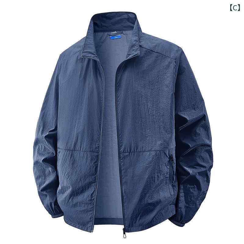 防晒服 メンズ 薄手 軽量 スタンドカラー ジャケット 氷感素材 夏用 アウター 涼しい 長袖 紫外線対策 UVカット 動きやすい 速乾 通気性 登山 釣り ゴルフ アウトドア スポーツウェア 自転車 3