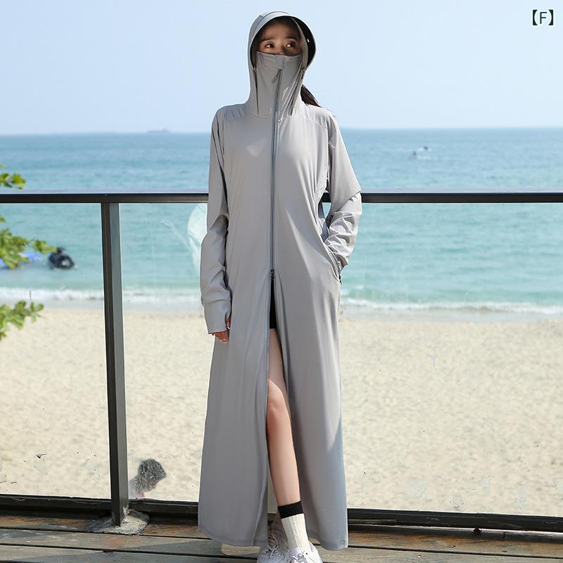 樂天商城 - UVカットパーカー レディース ラッシュガード 日焼け防止服 ロング丈 薄手 羽織り 接触冷感素材 ジップアップ 紫外線対策 速乾 持ち運び便利 通気性抜群 サマーアウター 涼しい 長め丈
