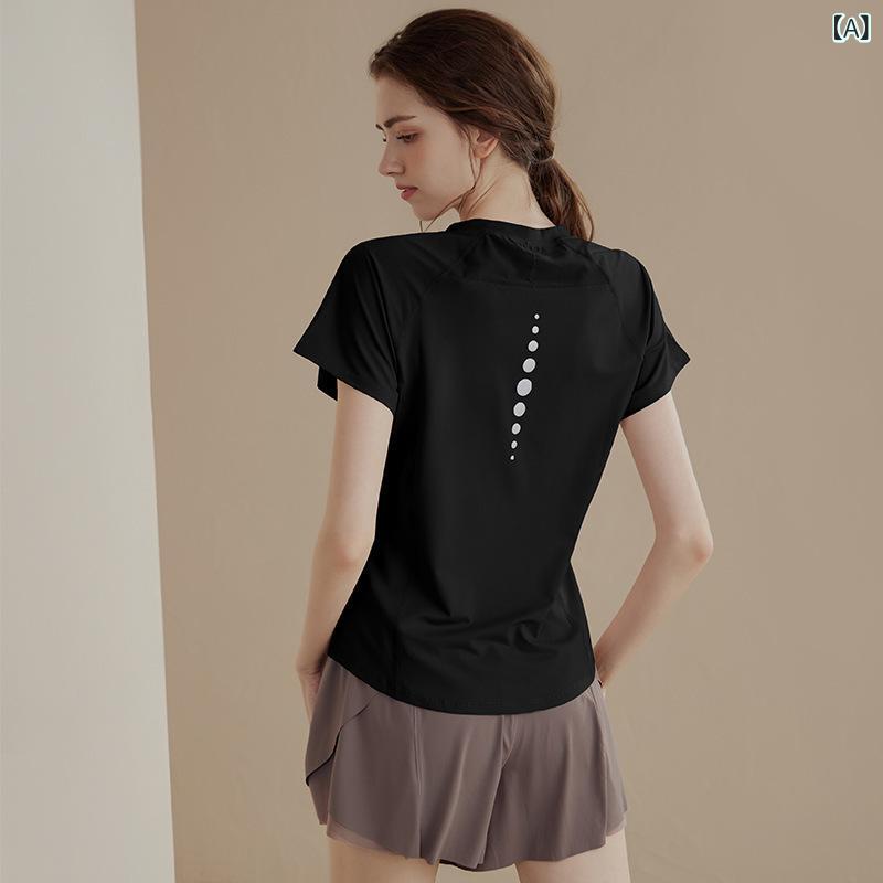 ヨガウェア レディース 半袖 トップス 速乾 Tシャツ 伸縮性 運動着 吸汗 スポーツウェア フィットネス トレーニングウェア ランニングウェア 無地 シンプル 動きやすい フィット感 クルーネック ヨガシャツ