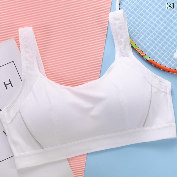 Camisoles - スポーツブラ レディース ブラジャー ノンワイヤー 下着 ジュニアブラ 中学生 高校生 成長期 吸汗 速乾 通気性 ストレッチ素材 揺れにくい フィット感 カップ付き スポーツウェア 運動 トレーニング ジム 部活 動きやすい