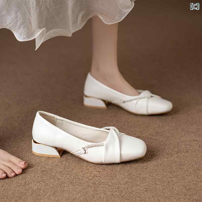 パンプス レディース ローヒール チャンキーヒール ポインテッドトゥ 3cmヒール 美...