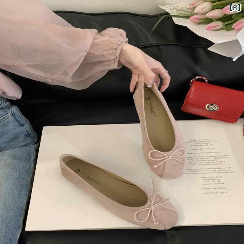 バレエシューズ レディース フラットシューズ リボン パンプス 浅口 ローヒール 靴...