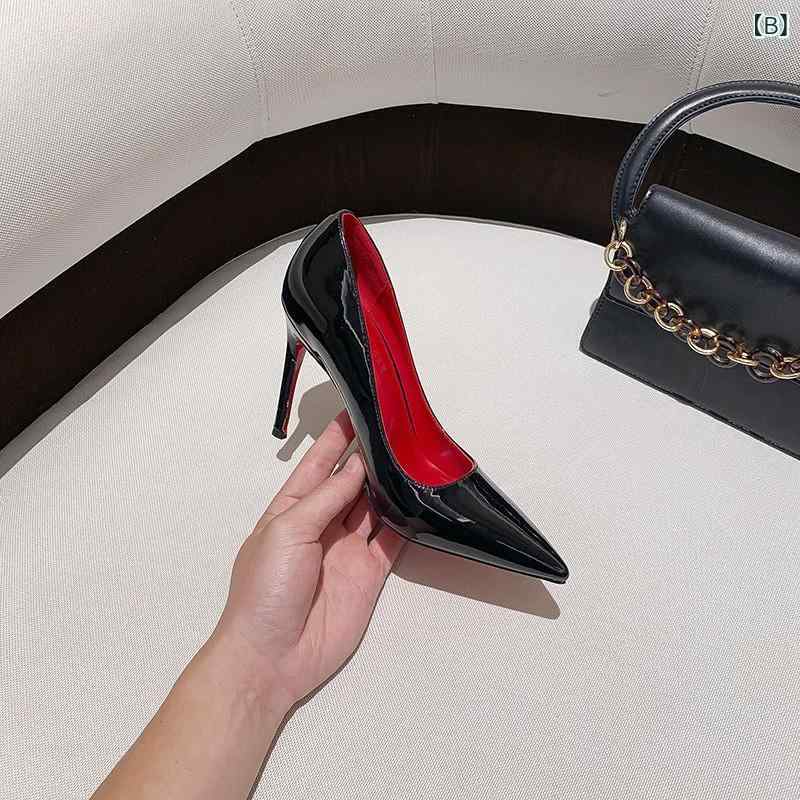 パンプス レディース 痛くない エナメル調 ハイヒール ポインテッドトゥ ピンヒー...