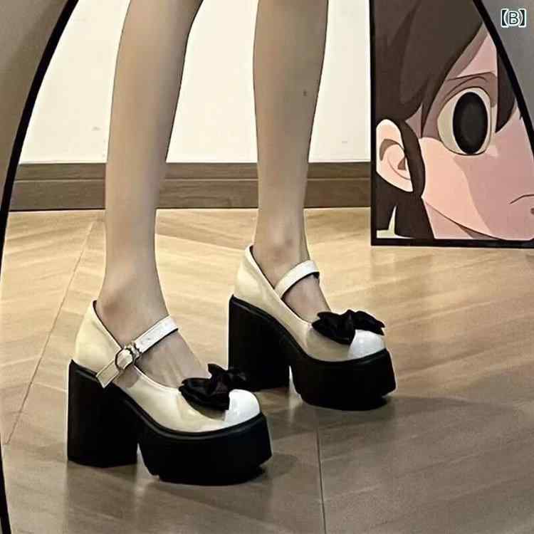 パンプス レディース メリージェーン ストラップ 太ヒール ローヒール ポインテッ...
