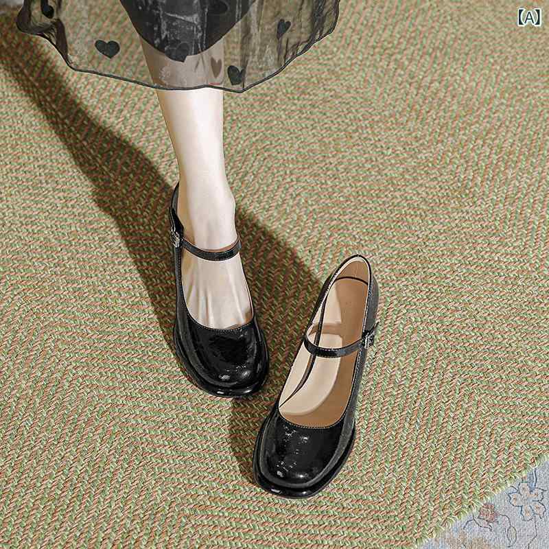 パンプス レディース メリージェーン 厚底 ストラップ パンプス チャンキーヒール ラウンドトゥ コンフォート クッションインソール 歩きやすい 安定感 黒 歩き疲れにくい 疲れにくい フォーマル 通学 通勤 カジュアル
