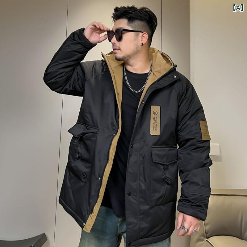 中綿ジャケット メンズ アウター コート ロング丈 フード付き 防寒着 厚手 撥水加工 作業服 通学 通勤 暖かい 軽量 冬服 カジュアル シ..