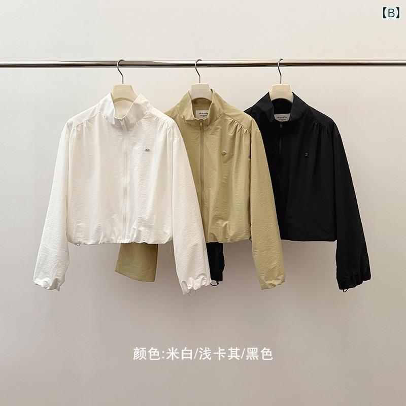 ブルゾン レディース ジャケット ショート丈 アウター コットン混素材 ジップアッ...