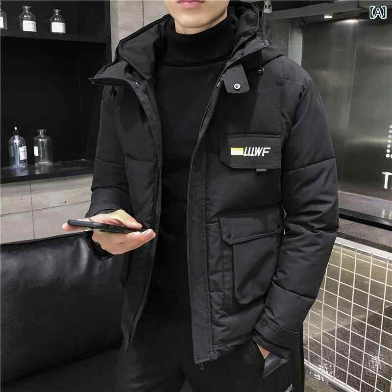メンズ ジャケット 中綿 ダウン風 ブルゾン 厚手 防寒 アウター ショート丈 フード付き スタンドカラー ゆったりシルエット アウトドア 通学 通勤 ポケット付き 軽量 カジュアル 秋冬服