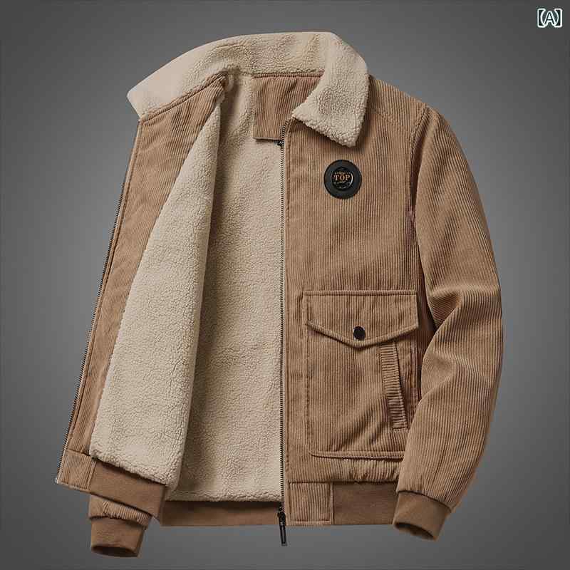 ブルゾン メンズ 中綿ジャケット コーデュロイ アウター スタンドカラー 多ポケット 防寒 カジュアル 厚手 冬服 暖かい 軽量 作業着 通勤 アウトドア 動きやすい 紳士用 防風 コート 冬物 男性 アウター