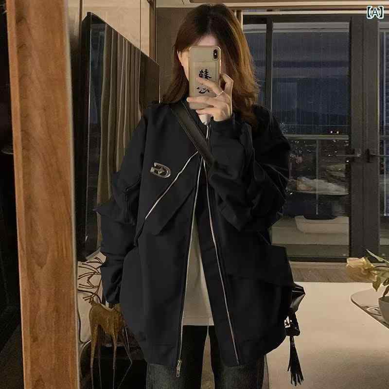 ブルゾン レディース 飛行服 ジャケット アウター 棒球服 ミリタリー風 コットン混素材 防寒 厚手 ジップアップ ゆったり シルエット 体型カバー 重ね着 動きやすい カジュアル 秋冬 防風 シンプル