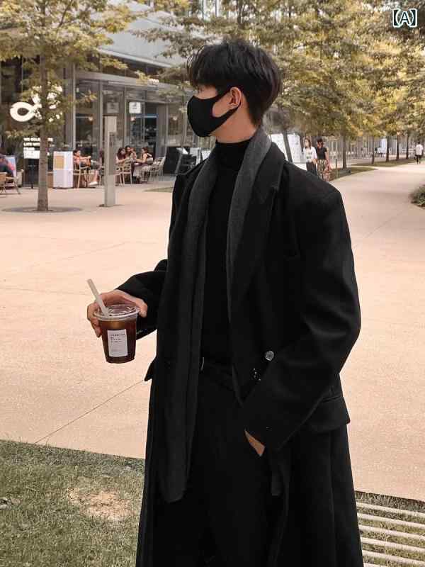 チェスターコート メンズ ウール調 ロングコート アウター 無地 厚手 暖かい 襟付き 長袖 防寒着 紳士服 秋冬用 ビジネス カジュアル ..
