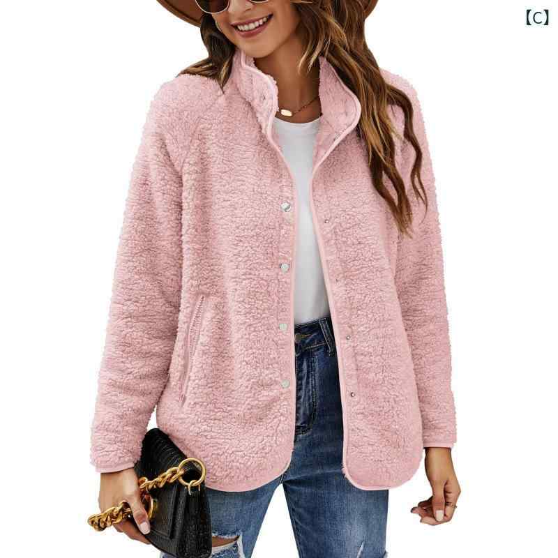 kbox楽天市場店のジャケット レディース フェイクファー アウター 長袖 シングルボタン 防寒 厚手 暖かい 無地 もこもこ 柔らかい ボリューム袖 軽い 動きやすい 防風 秋冬 通勤 通学 デイリー お出かけ｜アングル3