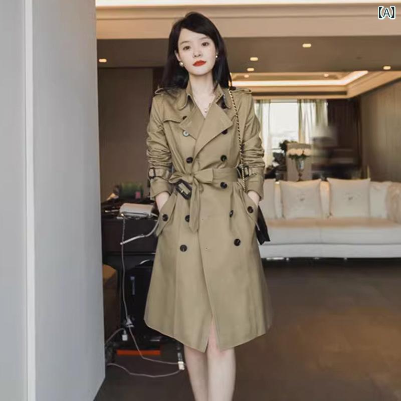 トレンチコート レディース アウター ロング丈 秋服 コート おしゃれ ベルト付き ウエストマーク スプリングコート 長袖 羽織り きれいめ 無地 通勤 通学 春秋冬 シワになりにくい 動きやすい