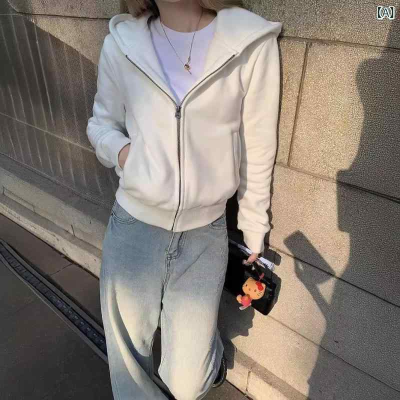 パーカー レディース ジップアップ スウェット ショート丈 羽織り 無地 シンプル コットン混素材 長袖 春秋アウター 動きやすい カジュ..