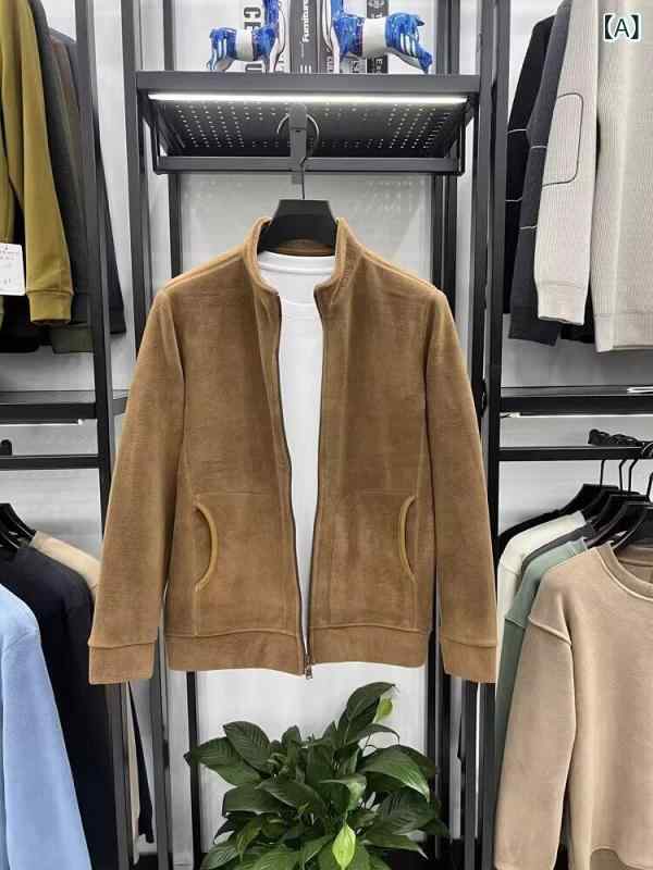 フリースジャケット メンズ アウター 防寒 立襟 ジップアップ 保温 厚手 暖かい 無...