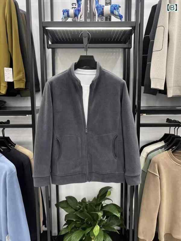 フリースジャケット メンズ アウター 防寒 立襟 ジップアップ 保温 厚手 暖かい 無...