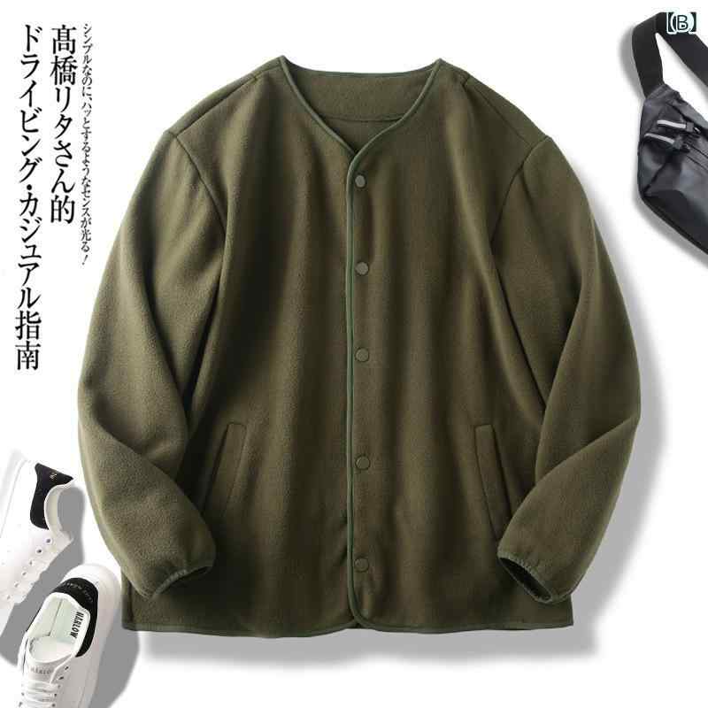 フリースジャケット レディース メンズ 秋冬 ボアジャケット ノーカラー 防風 保暖...