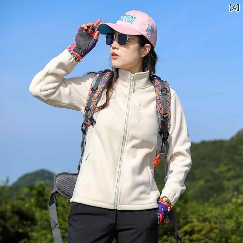 フリースジャケット レディース 防風 保温 アウター 登山 ハイキングウェア アウト...