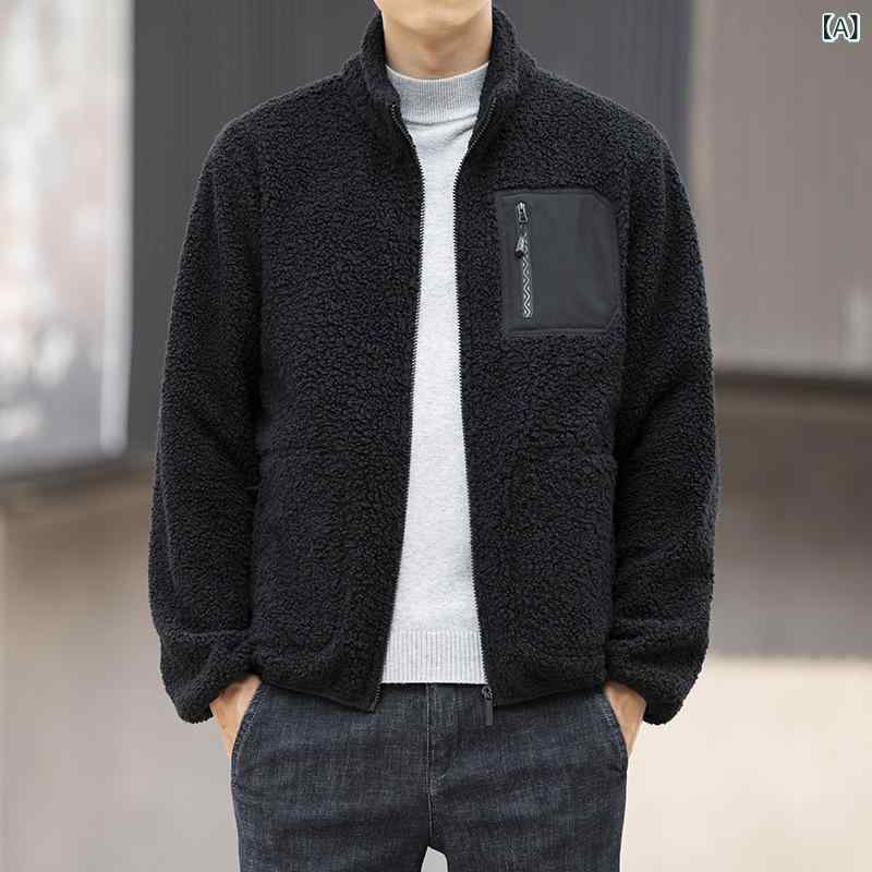 フリースジャケット メンズ 立ち襟 厚手 防寒 アウター ボアジャケット 保温性 運...