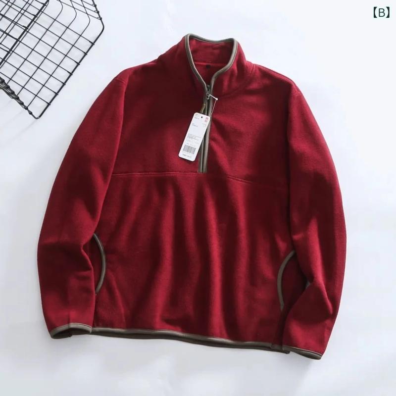 フリースジャケット メンズ プルオーバー ハーフジップ スタンドカラー 防寒 トッ...