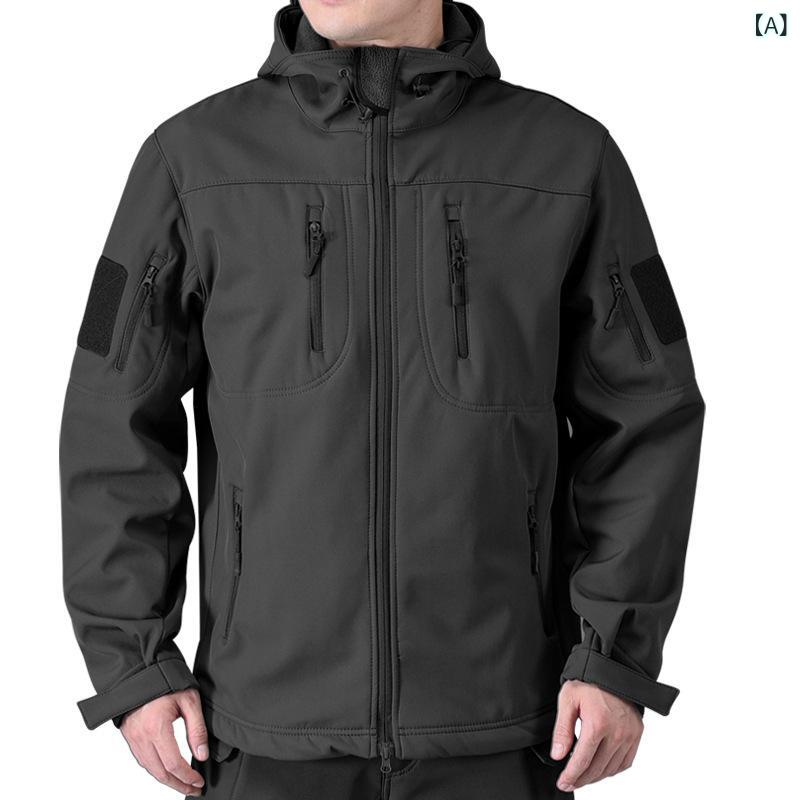 マウンテンパーカー メンズ 迷彩 防水 登山服 軟殻衣 撥水 防風 迷彩 釣り キャンプ アウトドアジャケット 裏起毛 厚手 保温性 防寒アウター フード付き 多機能ポケット 通気性 動きやすい
