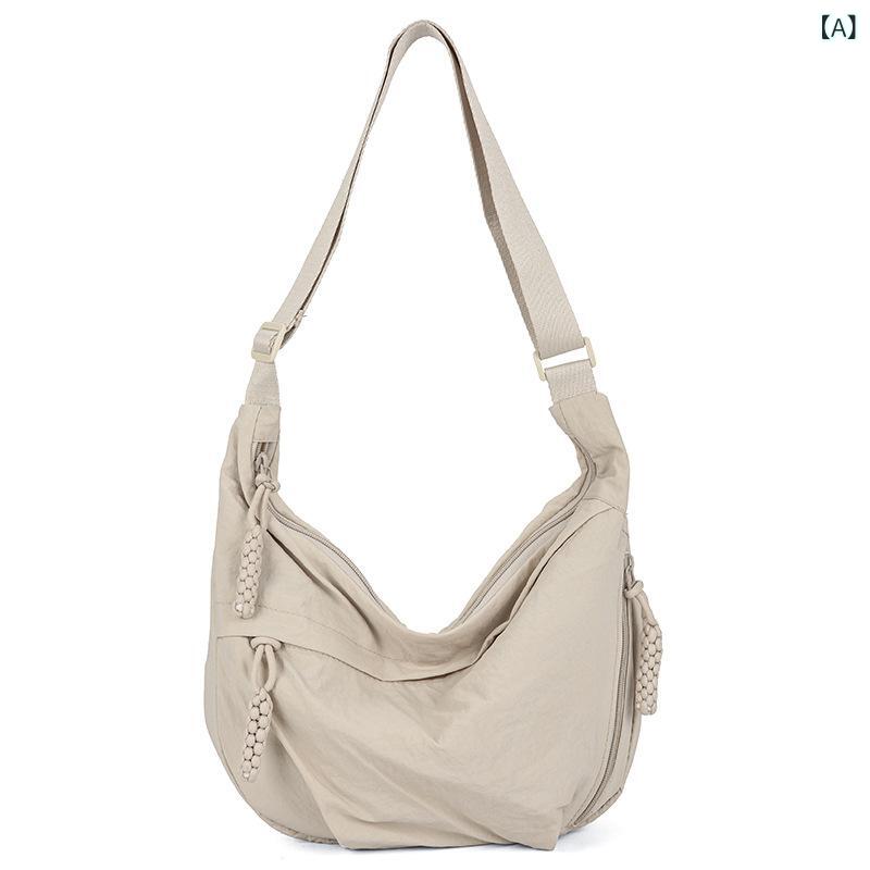 Tote Bag Type - ショルダーバッグ レディース 餃子型 軽量 ナイロンバッグ 斜め掛け 撥水素材 大容量 ファスナー開閉 通勤 通学 お出かけ 旅行 多収納 収納しやすい