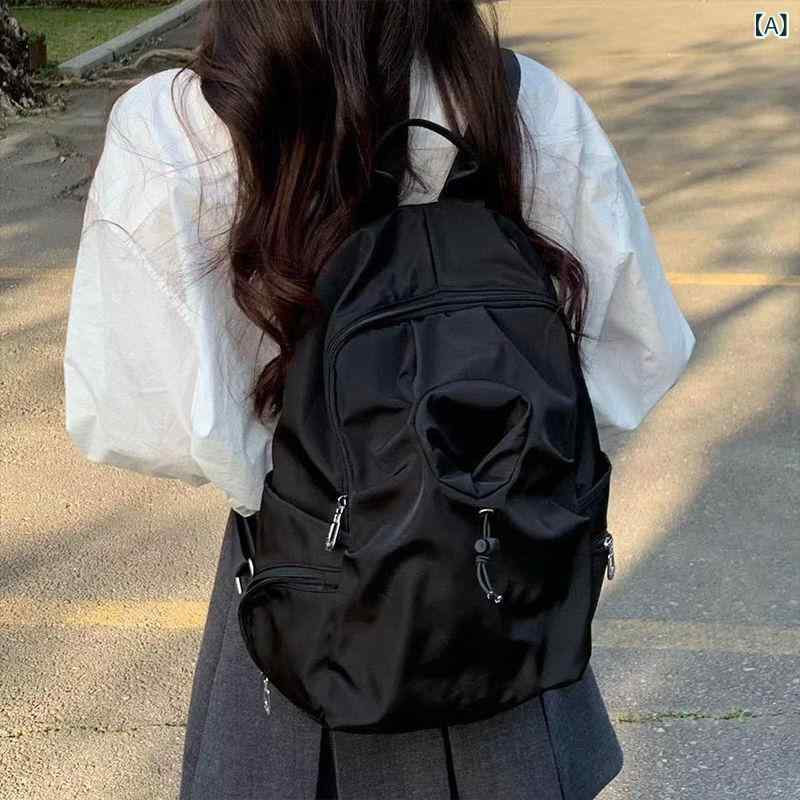 乐天商城 - バックパック レディース シンプル 大容量 リュック 通学 通勤 ナイロン 軽量 収納しやすい 丈夫 A4サイズ対応 ポケット多い カジュアル 無地 通勤バッグ 多機能 撥水素材 お出かけ デイパック 高校生 大学