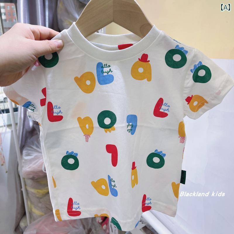 T-Shirts （Half Sleeves） - Tシャツ キッズ 男の子 半袖 コットン素材 トップス 子供服 夏服 キャラクタープリント クルーネック 吸汗 通気性 柔らかい 肌触り良い 夏用インナー 保育園 通園 通学 カジュアル シンプル お出かけ 着替え