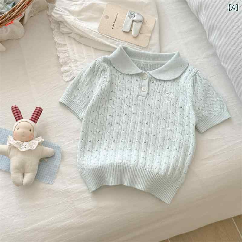 樂天商城 - キッズTシャツ 子供服 トップス 半袖 ニット 涼感素材 通気性 柔らかい 伸縮性 動きやすい 夏服 お出かけ カジュアル 薄手 カットソー 男の子 女の子 クルーネック ボーダー 無地 普段着