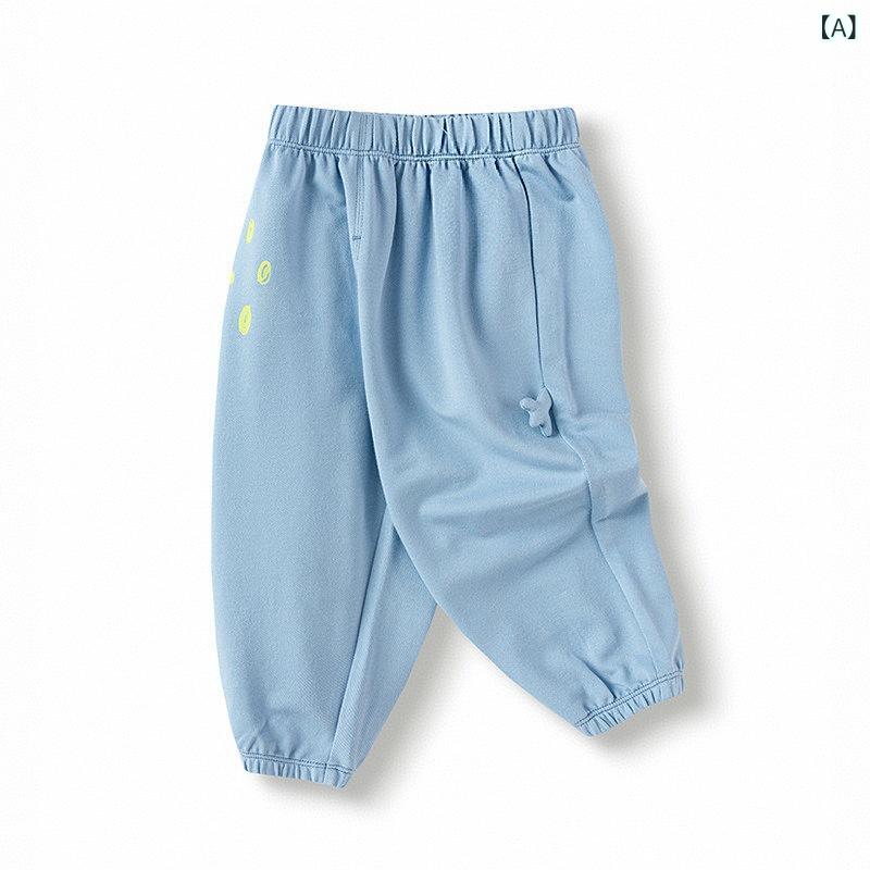 長褲 - ロングパンツ ベビー服 キッズ ズボン 夏用 接触冷感 束脚タイプ 防蚊対策 薄手 通気性 動きやすい 涼しい 裾絞り 子供服 保育園 通園 柔らかい 快適履き心地 幼児 パジャマ ルームウェア 春秋 虫除け