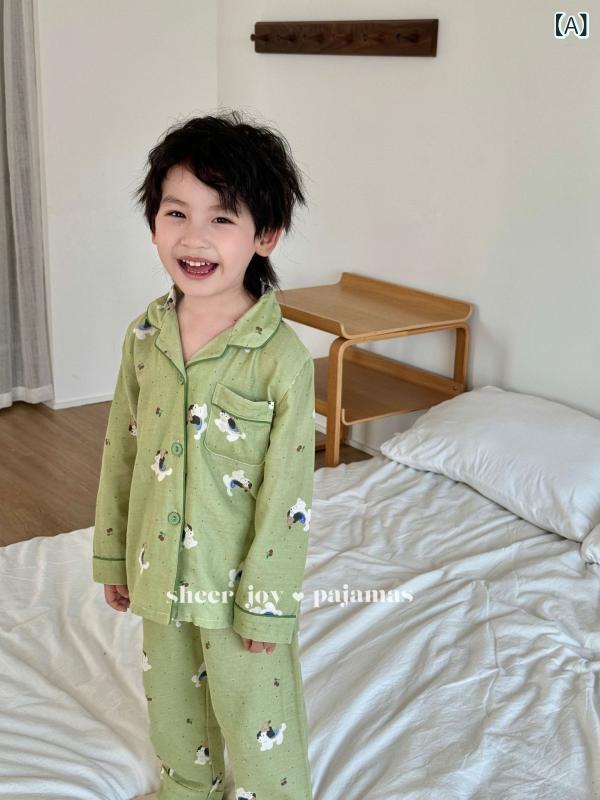 パジャマ キッズ 男の子 セットアップ 長袖 長ズボン 上下セット コットン素材 部屋着 ルームウェア クマ柄 寝巻き 寝間着 子供服 かわいい おしゃれ 肌触り良い 通気性 動きやすい 保育園 幼稚園 小学生 贈り物 ギフト