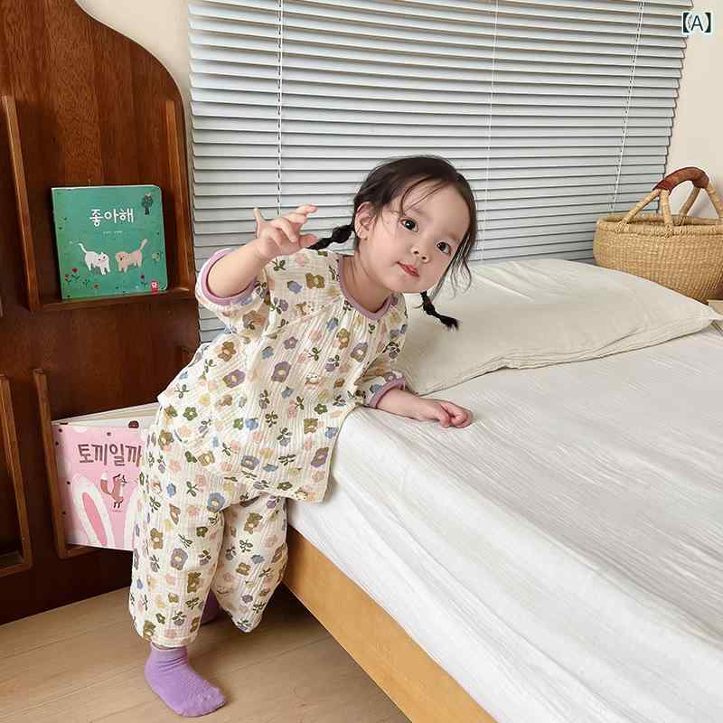 パジャマ キッズ 子供服 コットン素材 ガーゼ セットアップ 上下セット 半袖 通気...