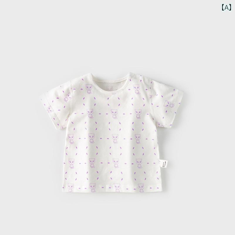 ベビー服 トップス 半袖 夏用 コットン素材 Tシャツ 女の子 男の子 男女兼用 薄手 通気性 柔らかい 着替えやすい お出かけ着 普段着 カジュアル ベビーウェア 赤ちゃん服 子供服 涼しい