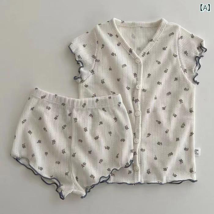 セットアップ ベビー服 レディース 夏服 花柄 パジャマ 上下セット 半袖 ショートパンツ 綿混素材 ウエストゴム 部屋着 ルームウェア 子供用 涼しい 動きやすい 快適着心地 コットン風 通気性抜群 プレゼント