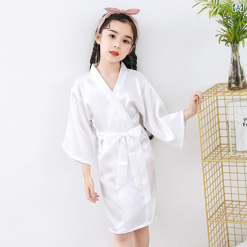 樂天商城 - パジャマ キッズ 女の子 夏用 冷感 ルームウェア 半袖 前開き バスローブ 薄手 子供服 吸汗速乾 寝巻き 通気性 涼しい 動きやすい 部屋着 お泊り会 柔らかい 肌触り 快適着心地 涼感ウェア