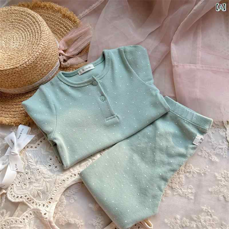 子供服 セットアップ キッズ 長袖 上下セット 水玉 総柄 パジャマ ルームウェア 綿混素材 柔らかい ストレッチ素材 着替えやすい お出かけ 部屋着 保育園 幼稚園 通園 春秋